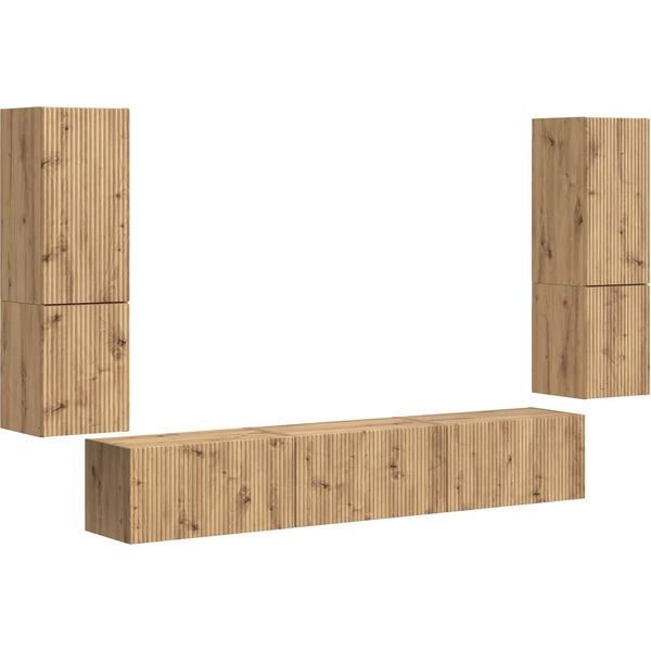 Syfax™ Set Mobile Tv 4 Pcs Rovere Artigianale Legno Multistrato-image