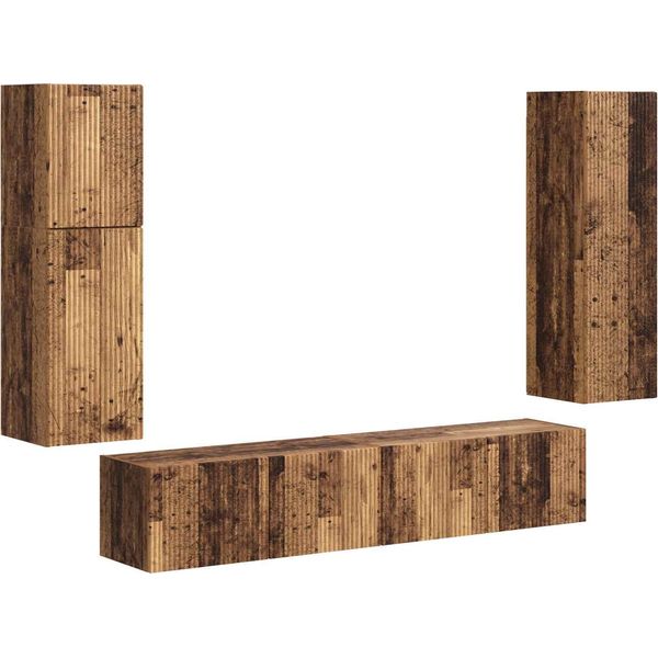 Syfax™ Set Mobile Tv 4 Pcs Legno Vecchio Legno Multistrato-image