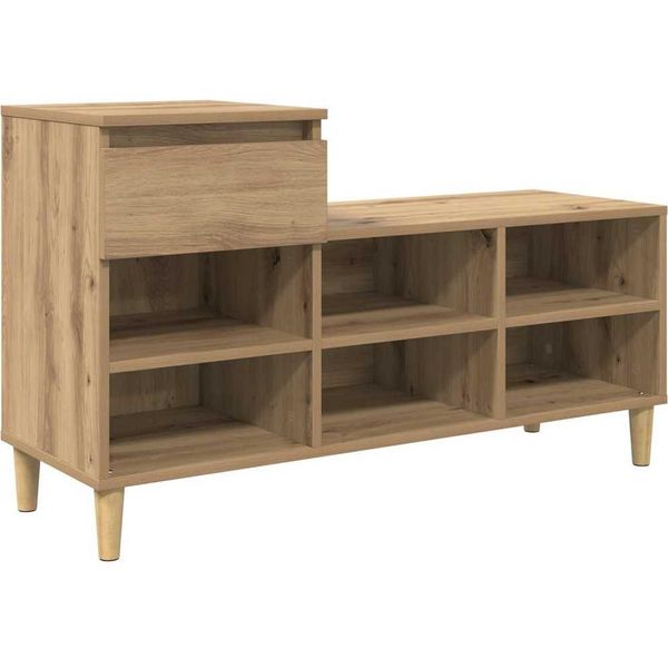 Vidaxl Scarpiera In Rovere Artigianale 102 X 36 X 60 Cm Materiale A Base Di Legno-image