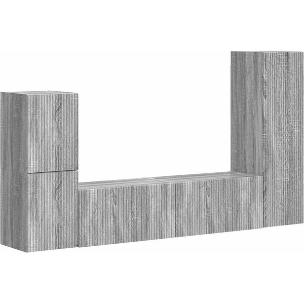 Syfax™ Set Mobile Tv 4 Pcs Grigio Sonoma Legno Multistrato-image