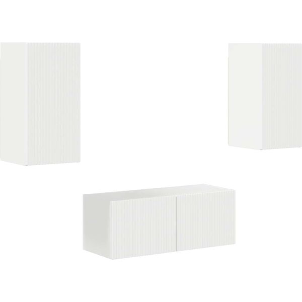 Vidaxl Set Di Mobili Tv A Parete 6 Pezzi In Materiale Ligneo Bianco Lucido-image