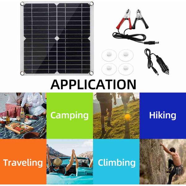 20 Watt 12 Volt Solar Panel Kit Pannello Solare Monocristallino + 50A Pwm Regolatore Di Carica + Clip Batteria 22% Ad Alta Efficienza Per Rv Barche Rimorchio Off-Grid System-image