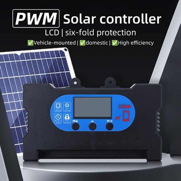 Regolatore Di Carica Solare 30A 12V/24V Regolatore Intelligente Del Pannello Solare Con Doppia Porta Usb / Type-C Display Oled Regolatore Di Carica Del Pannello Solare Pwm-image