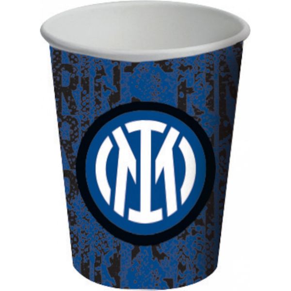 Inter Milan Bicchiere Di Carta Da Tavola Decorato 8 Pezzi Nero-Blu-Bianco 266 Ml-image