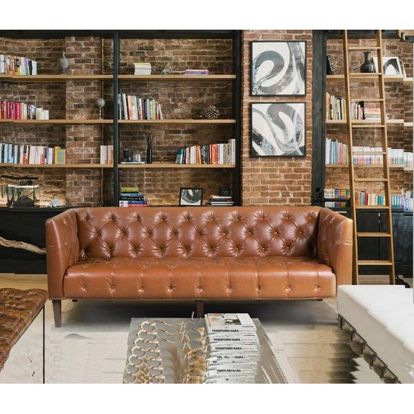 Divano Chesterfield Club Uomo Divano In Pelle A Tre Posti Marrone Jvmoebel ®-image