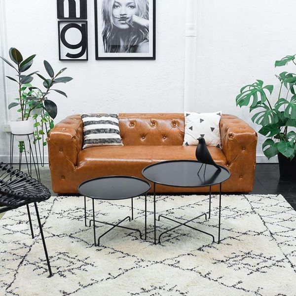 Divano Chesterfield In Stile Americano Divano In Pelle A Tre Posti Marrone Jvmoebel ®-image