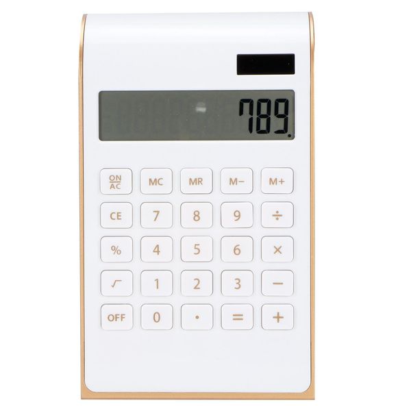 Calcolatrice Portatile A 10 Cifre, Ultrasottile, A Energia Solare, Per La Casa, L'ufficio E L'azienda, Display Lcd, Bianco-image