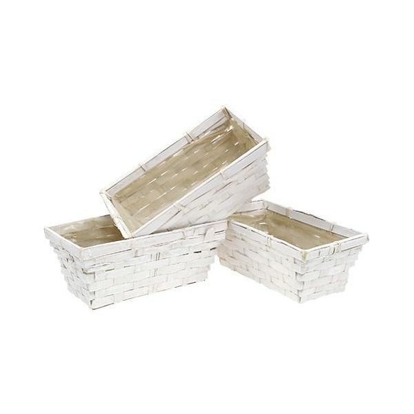 Set Di 8 Cestini Quadrati Imbiancati, Cestini Decorativi Per Piante Ed Erbe, 20X11Cm-image