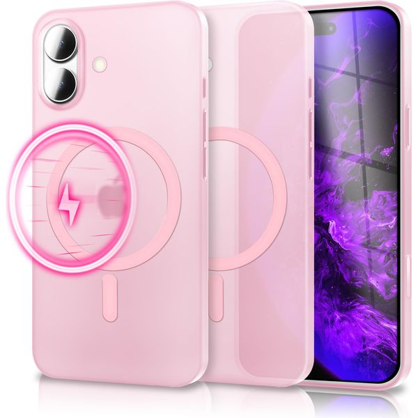 Custodia Magsafe "Thinix"" Per Apple Iphone 17 - Estremamente Sottile 0,3 Mm, Opaca E Smerigliata, Custodia Ultra Sottile - Rosa Trasparente"-image