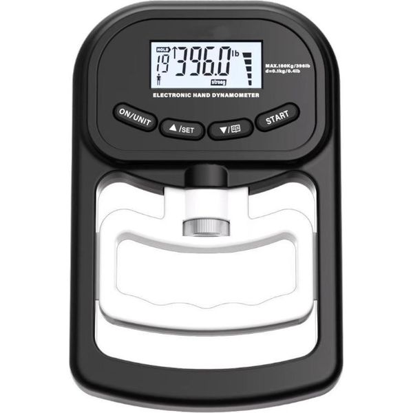 Inf Dinamometro Elettronico Ricaricabile 180Kg Tester Forza Impugnatura Mano Bianco+Nero-image