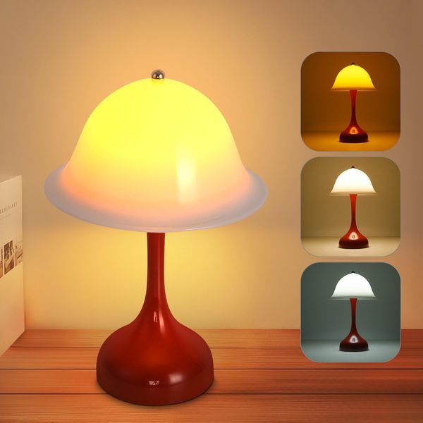 Zmh Lampada Da Comodino Led Lampada Da Tavolo Ricaricabile Senza Fili Lampada Da Tavolo Touch Dimmerabile Lampada Da Camera Da Letto Usb Cappello Rosso Lampada Da Interno Per Camera Da Letto Tavolo Da Pranzo-image
