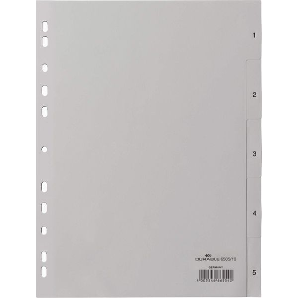 Durable Divisorio A4 In Pp 5 Tasti 1-5 Cavalierini Prestampati , Grigio, 650510-image