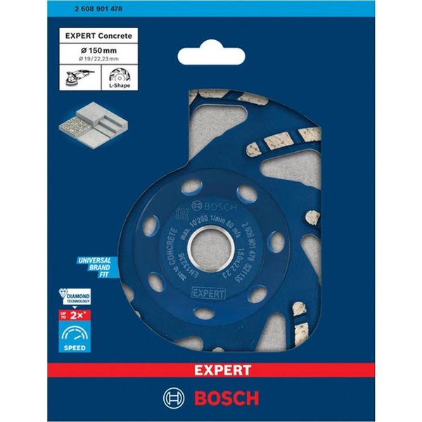Bosch Expert Mola A Tazza Diamantata Per Calcestruzzo, 150 X 22,23 X 4,5 Mm. 2608901478-image