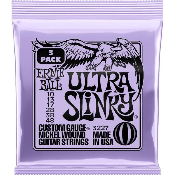 Corde Per Chitarra Elettrica Ernie Ball Ultra Slinky Nickelwound, Confezione Da 3, Calibro 10-48-image