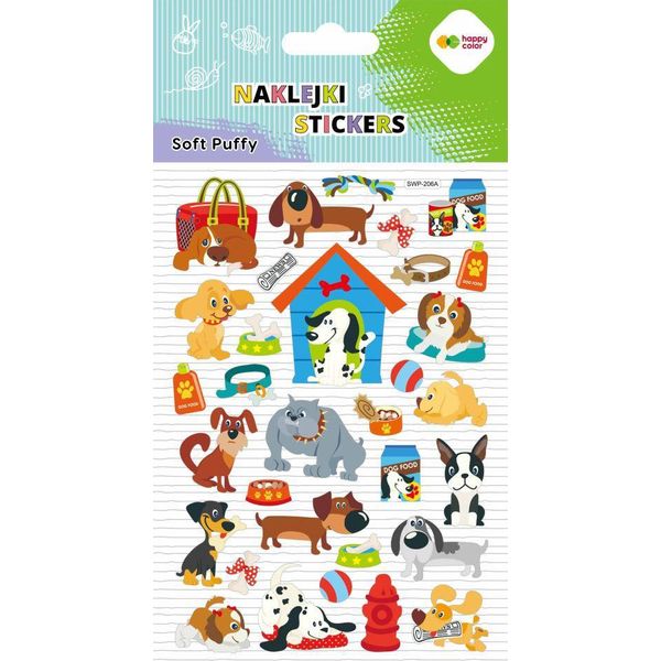 Morbidi Adesivi Decorativi Del Mondo Dei Cani 3D Puffy Happy Color-image
