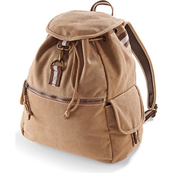 Quadra QD612 | Zaino / Zaino In Tela Vintage | 30 X 36 X 16 Cm - Colore: Sahara - Dimensioni: 30 X 36 X 16 Cm-image