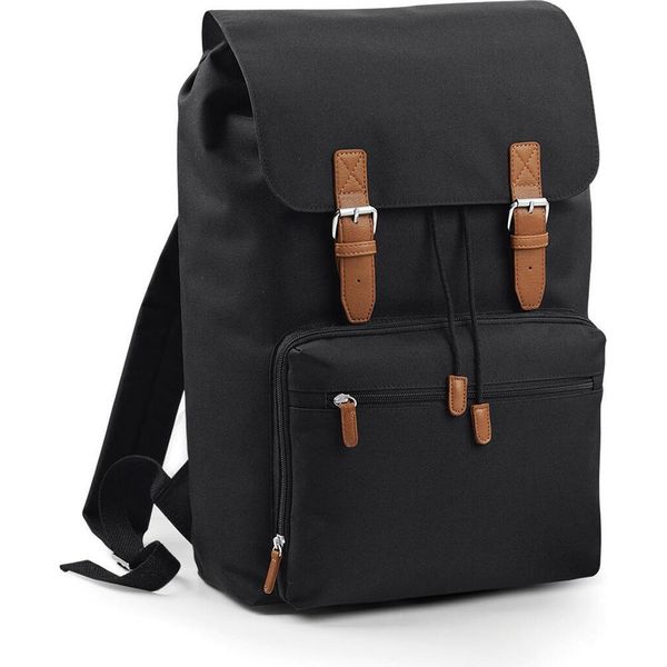 Bagbase BG613 | Zaino/Zaino Per Laptop Vintage | 30 X 46 X 17 Cm - Colore: Nero - Dimensioni: 30 X 46 X 17 Cm-image
