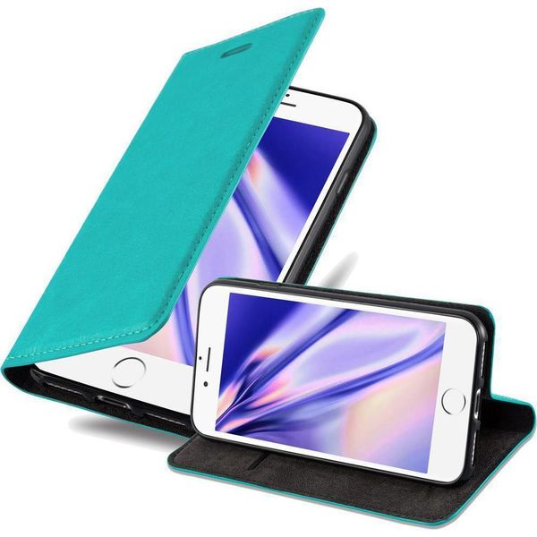 Custodia Cadorabo Per Apple Iphone 7 / 7S / 8 / Se 2020 Custodia Protettiva In Turchese Custodia Per Cellulare Cover Chiusura Magnetica-image