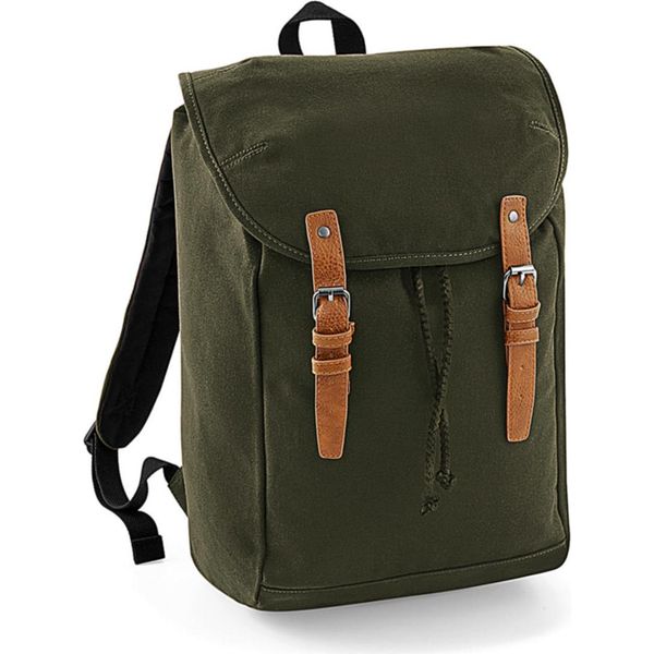 Quadra QD615 | Zaino Vintage | 26 X 45 X 16,5 Cm - Colore: Verde Militare - Dimensioni: 26 X 45 X 16,5 Cm-image