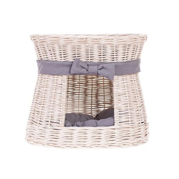 Capanna Ovale Per Gatti In Beige / Cesto Per Gatti In Vimini / Torre Per Gatti 50X40 H45 Cm-image