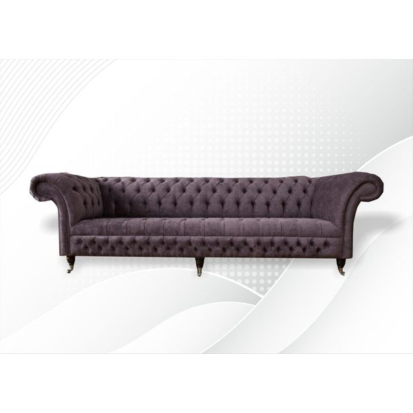 Divano Grande Xxl Divano Chesterfield 265Cm Divani Imbottiti 4 Posti Pelle Tessuto-image