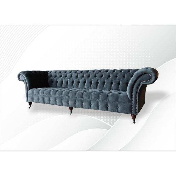 Chesterfield Rivestimento In Pelle Divano Divano Di Design Divano Classico 4 Posti Nuovo-image