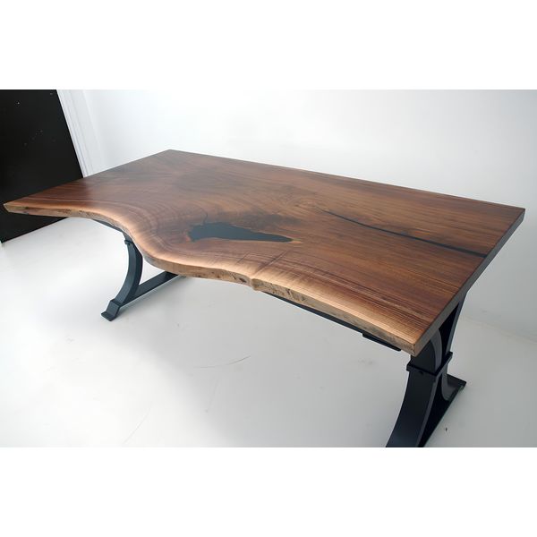 Tavolo Da Pranzo Resina Epossidica Vero Legno Massiccio Mobili Cascata Epossidica Tavolo 200X90 Nuovo-image
