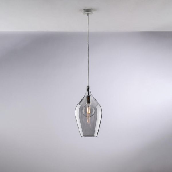 Ares Sospensione In Ferro Con Vetro Grigio Pyrex 1 Luce 142 Ø20 BL273-S1-GR-image
