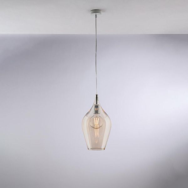 Ares Sospensione In Ferro Con Vetro Ambra Pyrex 1 Luce 142 Ø20 BL273-S1-AM-image