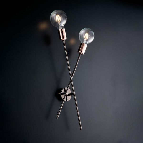 Bloom Applique Ferro Cromo Nero E Rame 2 Luci L.20 P.9 BL200-AP2-NR-image