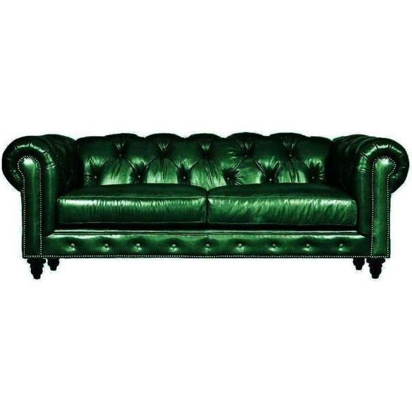 Marrone Chiaro Tre Posti In Pelle Chesterfield Soggiorno Design Divano Chesterfield Nuovo-image