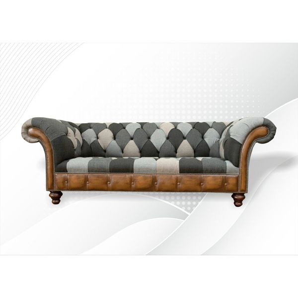 Divano Chesterfield Multicolore A 3 Posti Divano Di Design A Tre Posti Imbottitura Tessile-image