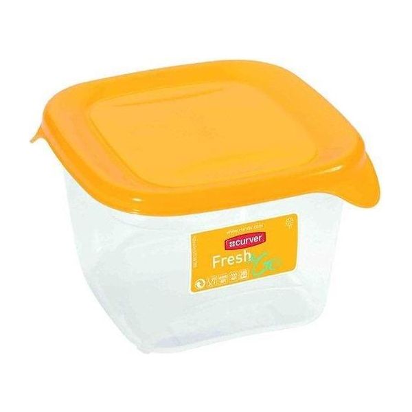 Curver "Fresh&Go"" Contenitore Quadrato Per Alimenti 0,45L /Giallo/ Trasparente"-image