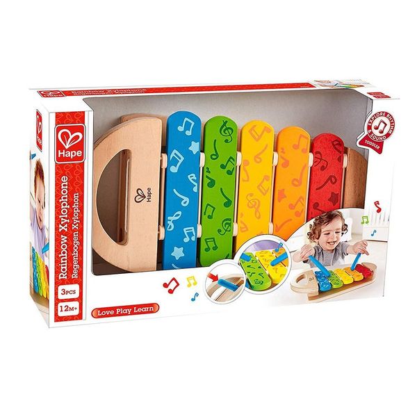 Hape Arcobaleno Xilofono Strumento Musicale Glockenspiel Musica In Legno Gioco-image
