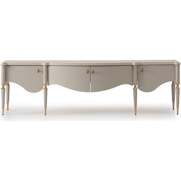 Credenza Rtv Porta Tv Bassa Beige Legno Tavolo Soggiorno Armadietto-image