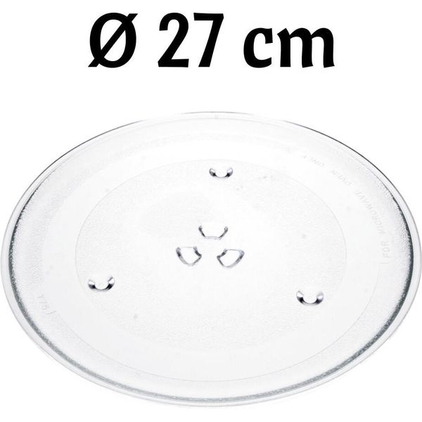 Piatto Universale Per Microonde In Vetro Da 27 Cm – Piatto Girevole Di Ricambio Con Supporto A Trifoglio Per Microonde-image