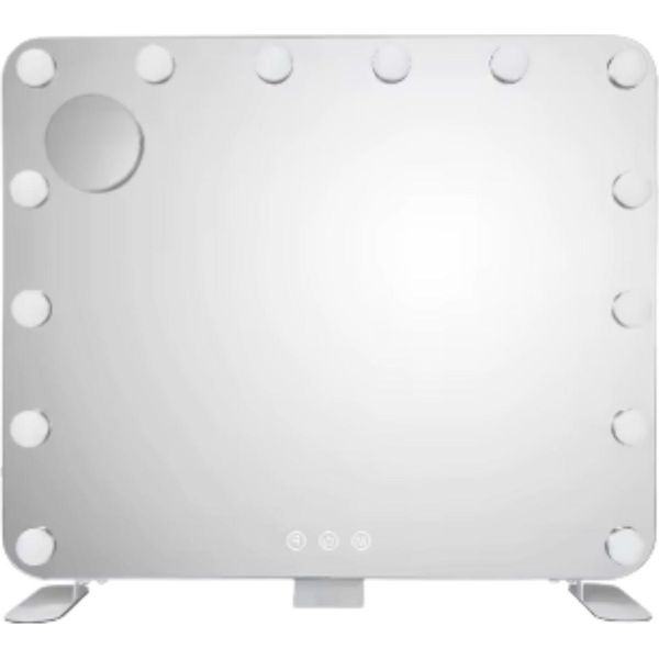 Specchio Per Il Trucco Con Illuminazione - Specchio Per Il Trucco Hollywood Con 14 Luci Led Dimmerabili - 60×50 Cm - Montaggio A Parete-image