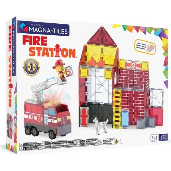 Magna-Tiles Stazione Dei Pompieri, Set Di Costruzioni, 3 Anni, Plastica, 50 Pezzi-image