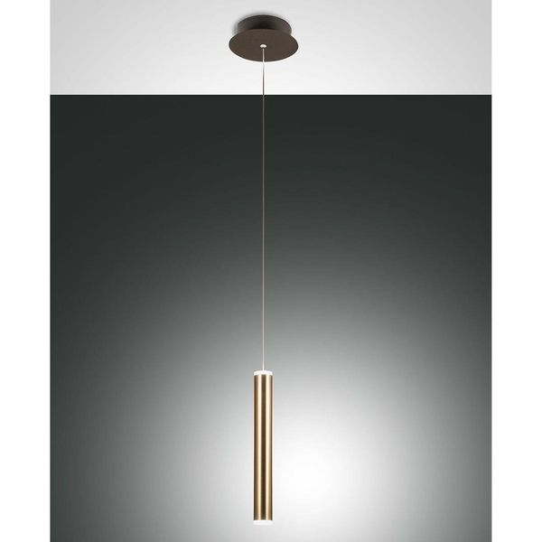 Lampada A Sospensione Singola Ottone Prado Di Fabas Luce - Led 6,5W Dimmerabile, Design Moderno-image