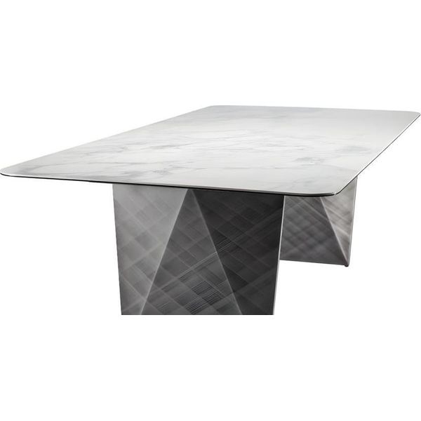 Tavolo Sala Da Pranzo Tavolo Da Pranzo Moderno Vetro Tavolo Soggiorno Design Metallo-image