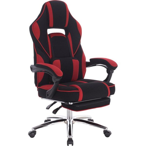 Happyment Gamestool Paris - Rosso - Con Schienale E Braccioli - Regolabile In Altezza - Ergonomico - Tessuto-image