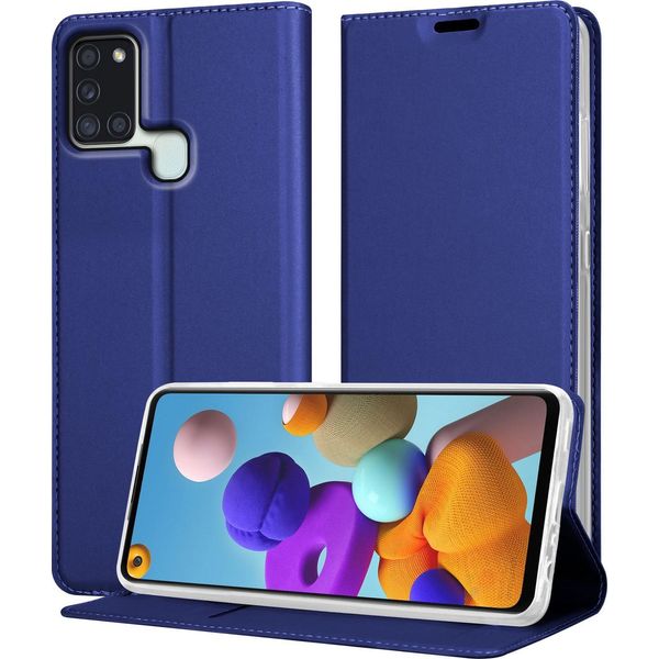 Cadorabo Custodia Per Cellulare Per Samsung Galaxy A21S Custodia Protettiva In Blu Cover Etui Book Case Booklet-image