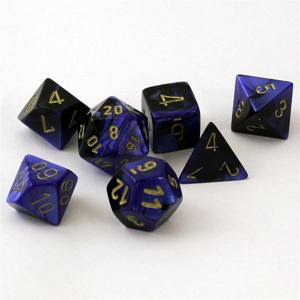 Chessex - Gemini - Set Di 7 Matrici - Nero-Blu/Oro-image