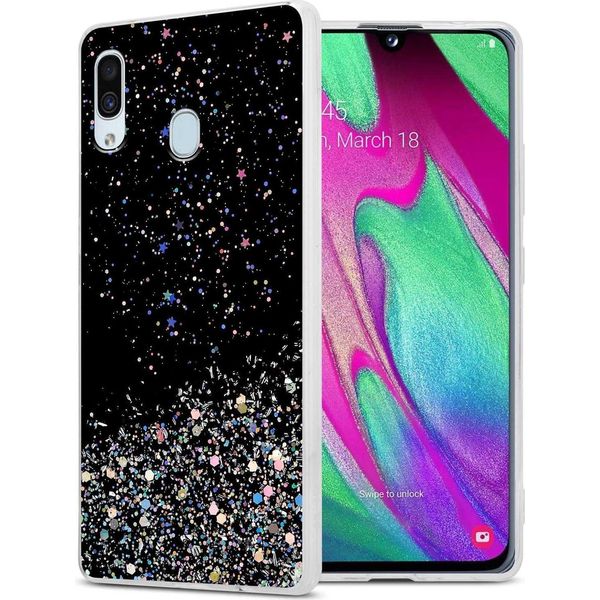 Cadorabo Cover Per Samsung Galaxy A40 Cover Protettiva In Nero Custodia Per Telefono Cellulare Tpu Custodia Glitter Cover Glitter-image