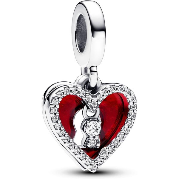 Pandora Ciondolo Doppio Con Cuore Rosso E Buco Della Serratura 793119C01 Ciondolo-image