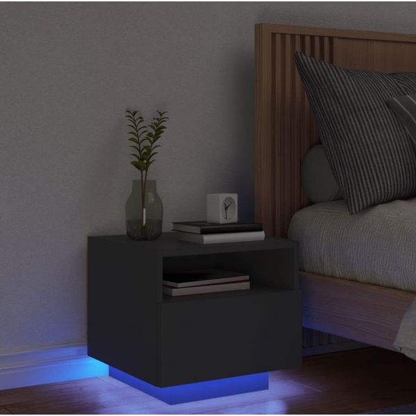 Maison Exclusive - Comodino Con Luci Led Nero 40X39X37 Cm-image