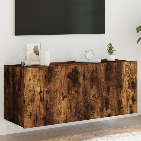 Maison Exclusive - Mobile Tv Con Luci Led Rovere Affumicato 100X35X41 Cm-image