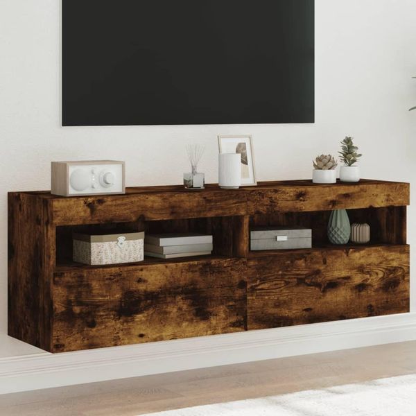 Maison Exclusive - Mobile Tv Con Luci Led 2 Pezzi In Rovere Affumicato 60X30X40 Cm-image