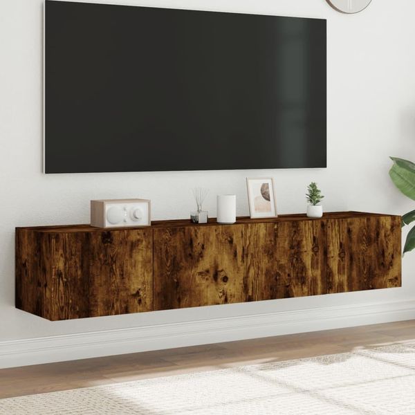Maison Exclusive - Mobile Tv Con Luci Led 2 Pezzi Rovere Affumicato 80X35X31Cm-image
