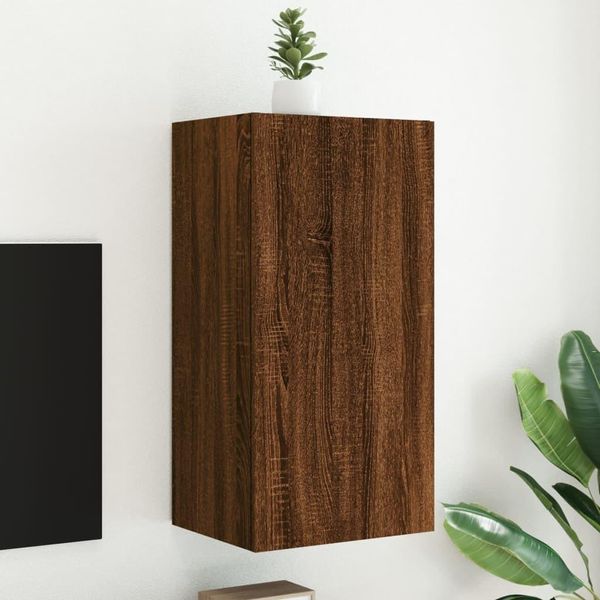 Maison Exclusive - Mobile Tv Con Luci Led Effetto Rovere Marrone 40,5X35X80 Cm-image